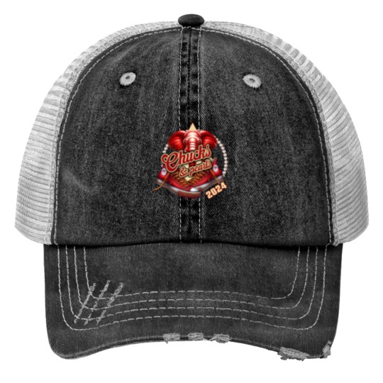 Discover Delta Chucks and Pearls Print Trucker Hats