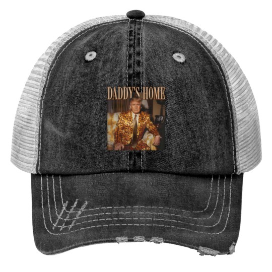 Discover Daddy's Home Trump Print Trucker Hats Trump 2024 Leopard Funny MAGA Print Trucker Hats