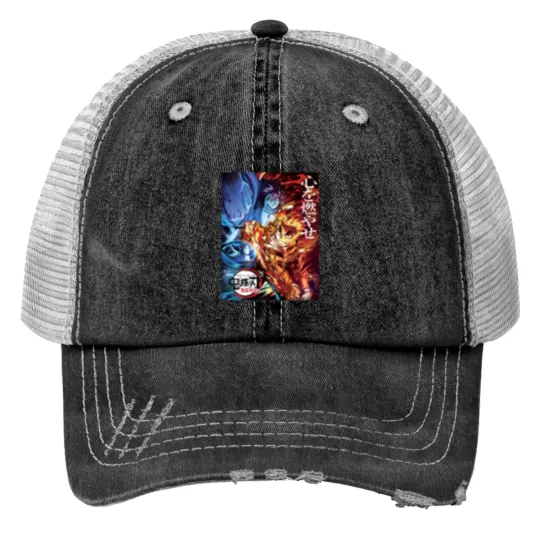 Discover Kyojuro Kyo Rengokoo vs Akaza Print Trucker Hats