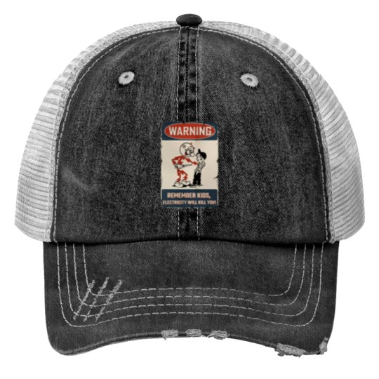 Discover vintage Electricity Will Kill You Kids Print Trucker Hats