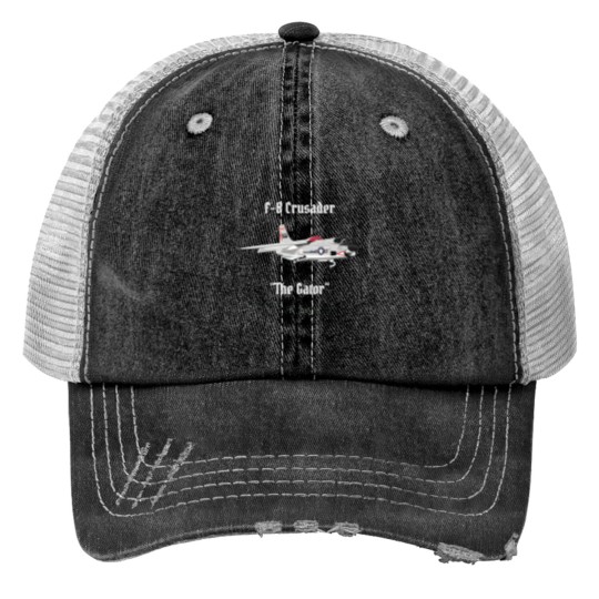 Discover Vought F-8 Crusader Print Trucker Hats