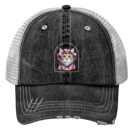 Discover Harris Walz 2024 We're Not Going Back Print Trucker Hats, Kamala Harris, Harris Walz Print Trucker Hats