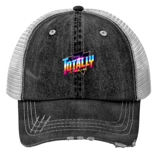 Discover Totally Radical 80s Synthwave Outrun Print Trucker Hats