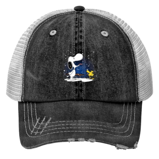 Discover Snoopy Snow Print Trucker Hats