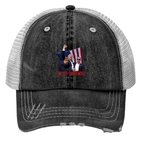 Discover Trump Shot Print Trucker Hats - Pennsylvania Rally 2024