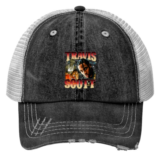 Discover Travis Print Trucker Hats, 90's Vintage Rap Print Trucker Hats RPLC26