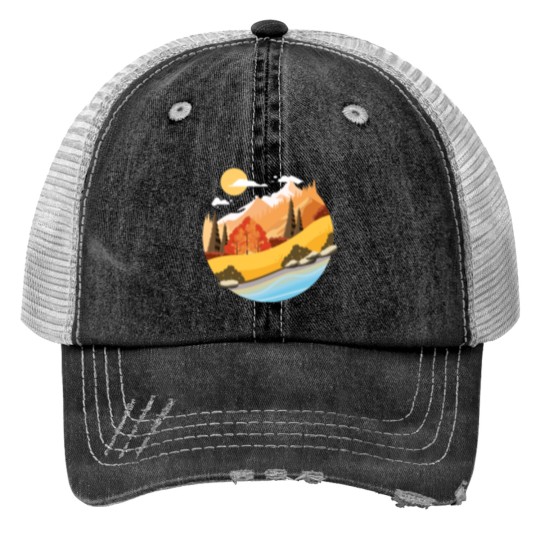 Discover Mountain Vibes Unisex V Neck Print Trucker Hats