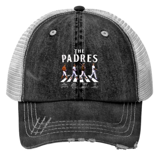 Discover The Padres Walking Abbey Road Signatures Baseball Print Trucker Hats, Kim Ha-Seong, Manny Machado, FRD Tatis JR.