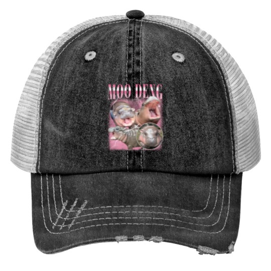 Discover Vintage Moo Deng Print Trucker Hat
