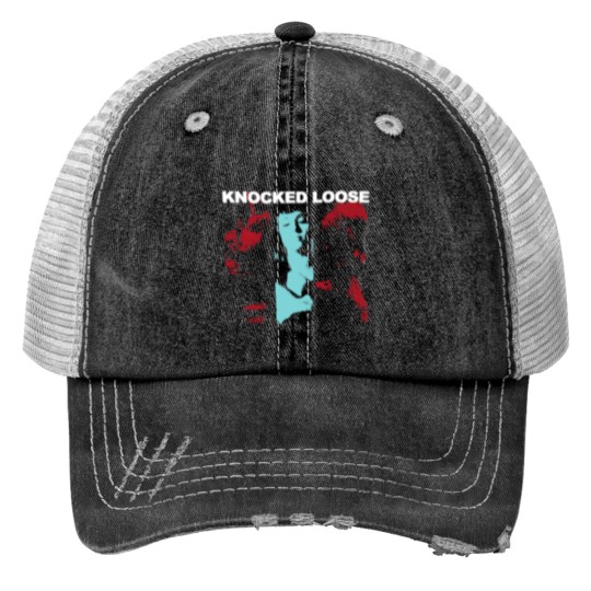 Discover Knocked Loose Merch Knocked Loose Happiness Print Trucker Hats Print Trucker Hats