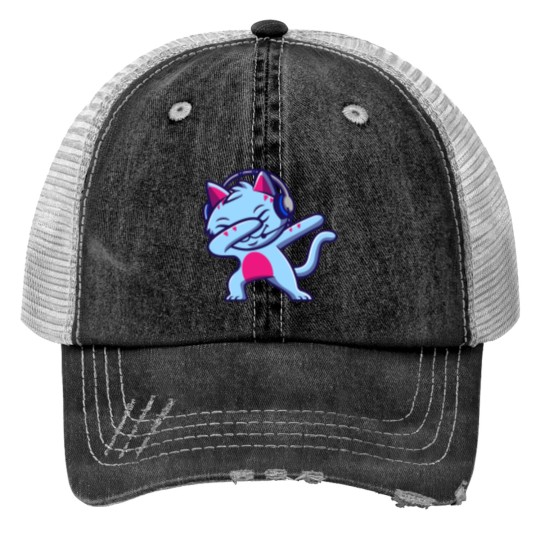 Discover Gravycatman Cat Dab Print Trucker Hats