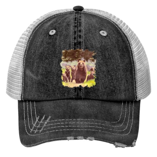 Discover Grizzly 399 And Quad Print Trucker Hats