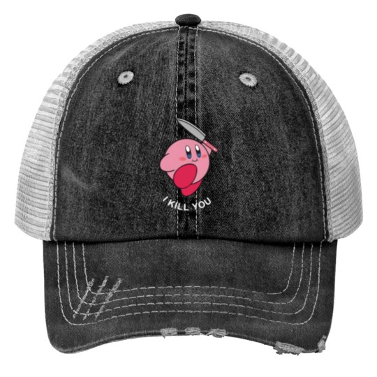 Discover Kirby I Kill You Embroidered Print Trucker Hats