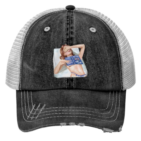 Discover Funny Story by Emily Henry book Print Trucker Hats