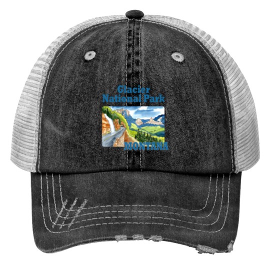 Discover Glacier National Park, Montana - Glacier National Park - Print Trucker Hats
