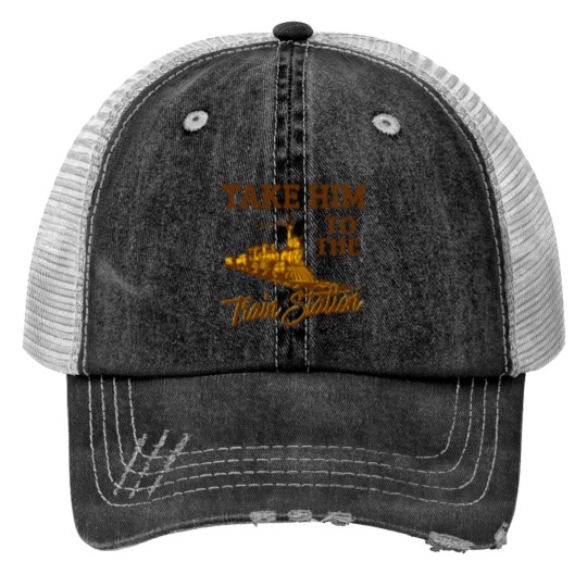 Discover Take Him To The Train Station, yellowst Lover Print Trucker Hats