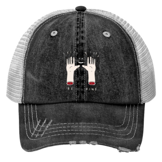 Discover Frightened Rabbit “Be Kind” Hands Print Trucker Hats