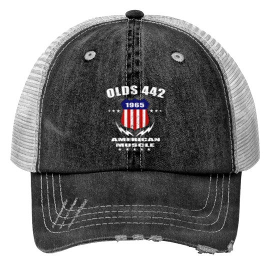 Discover 1965 Olds 442 American Muscle v3 Print Trucker Hats