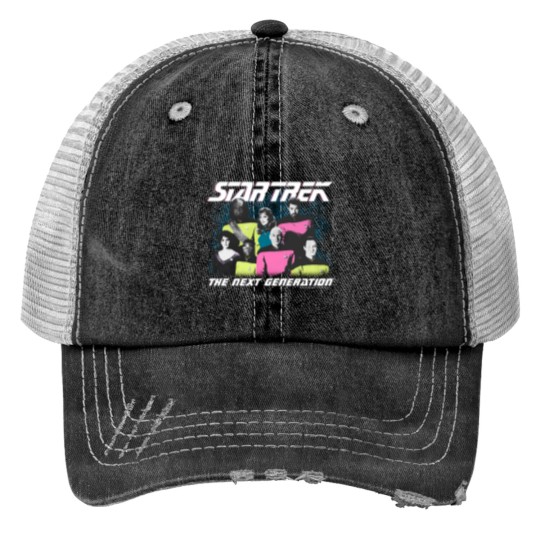Discover Stars Treks The Next Generation Neons Pop Crew Portrait Print Trucker Hats