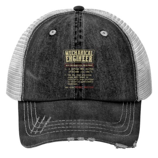 Discover Mechanical Engineer Funny Dictionary Definition Print Trucker Hats