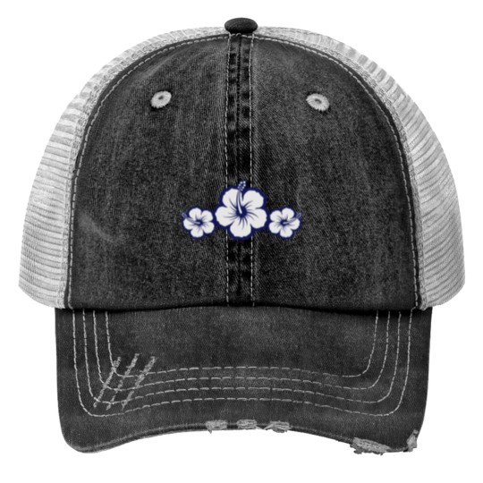 Discover Hawaiian Hibiscus Flowers - Surf & Sun Print Trucker Hats