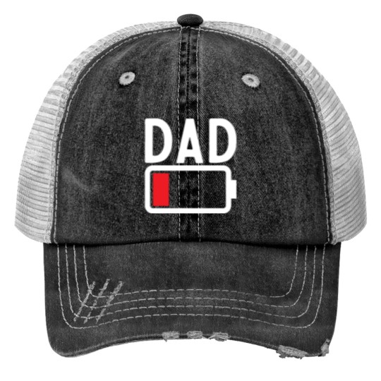 Discover Funny Low Battery Dad daddy and son gift Print Trucker Hats
