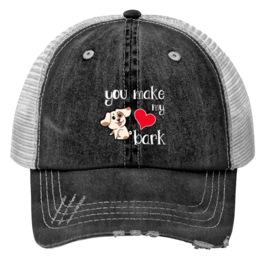Discover You make my heart bark Dog Doggie Present Heart Print Trucker Hats