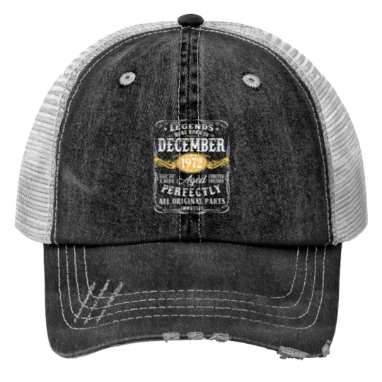 Discover 49Th Birthday Decoration Legends Were Born In Dece Print Trucker Hats