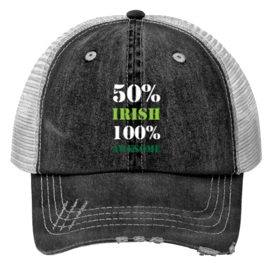 Discover Half Irish All Awesome Print Trucker Hats