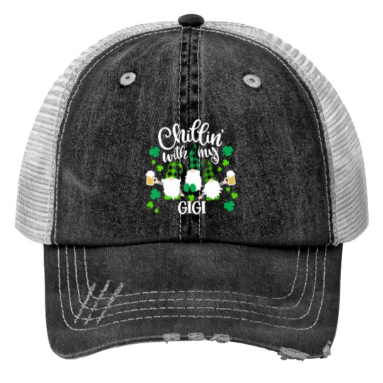 Discover Chillin With My Gigi St Patricks Day Gnomes Garden Print Trucker Hats