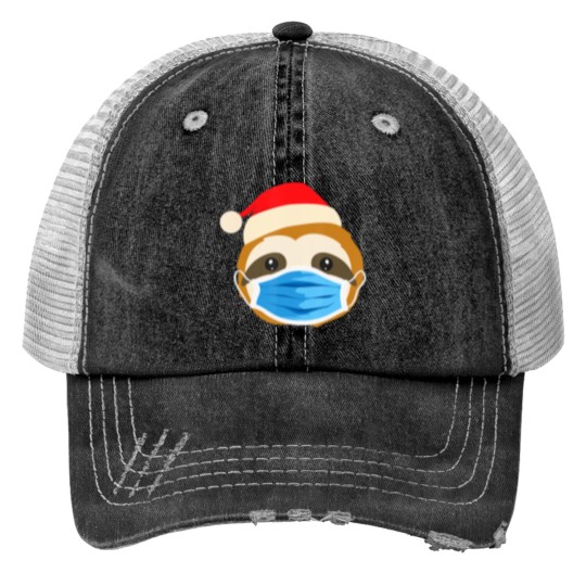 Discover Sloth Wearing Face Mask Pajamas Christmas Gifts Print Trucker Hats