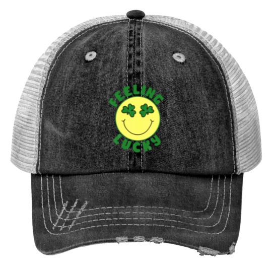 Discover St Patrick's Day I Feel Lucky Leopard Clover Graph Print Trucker Hats