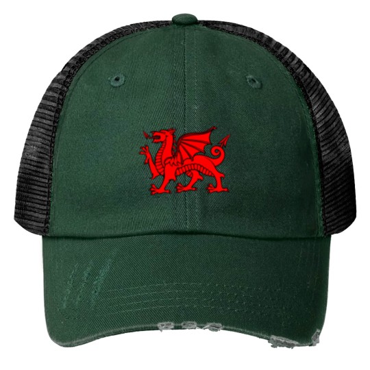Discover Red Dragon Print Trucker Hats