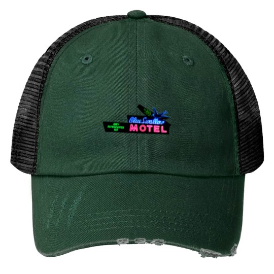 Discover Blue Swallow Motel Neon Sign Route 66 Print Trucker Hats
