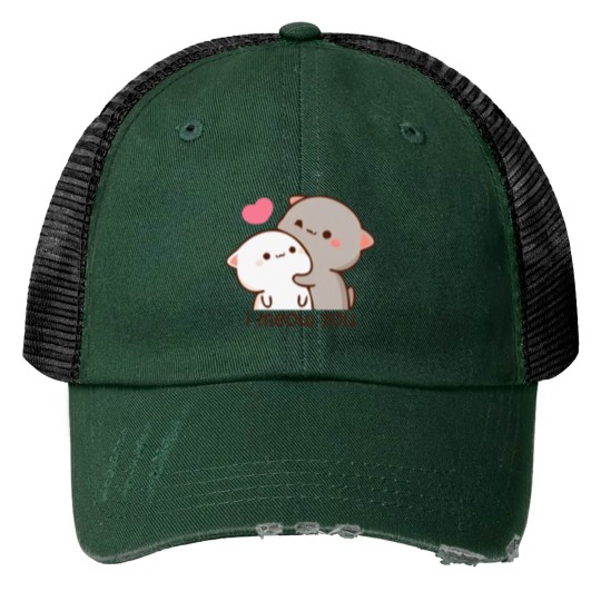 Discover Peach and goma mochi cat Print Trucker Hats