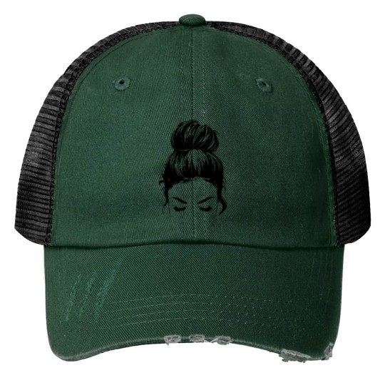 Discover Messy Bun Face Unisex Print Trucker Hat