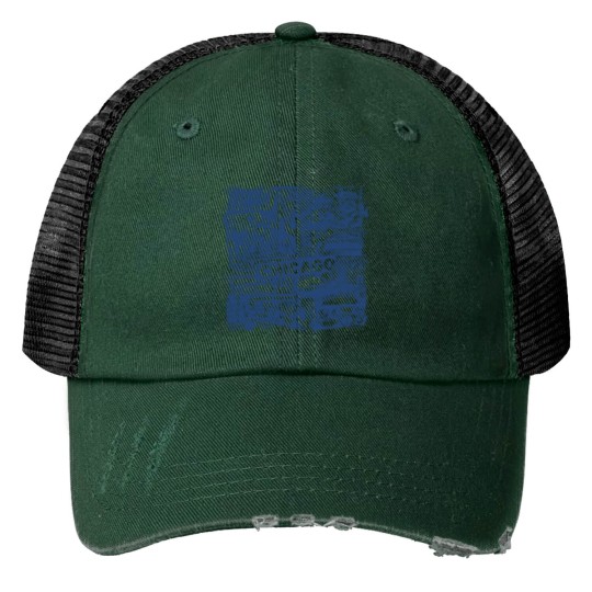 Discover Chicago Windy City Vacation Print Trucker Hats