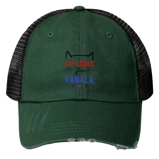 Discover Kamala Cat Lady Print Trucker Hat