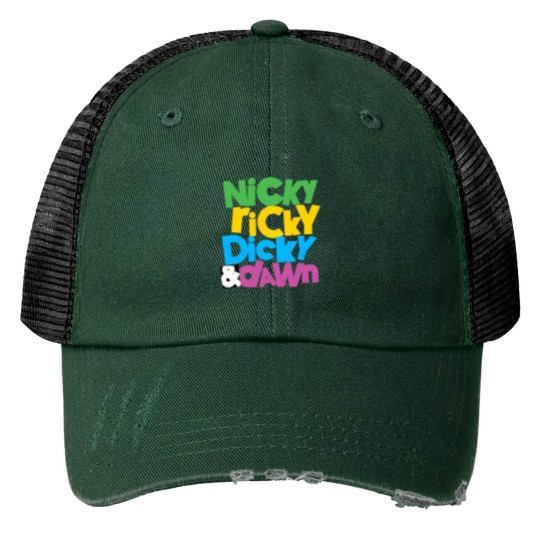 Discover nicky ricky dicky and dawn Print Trucker Hats
