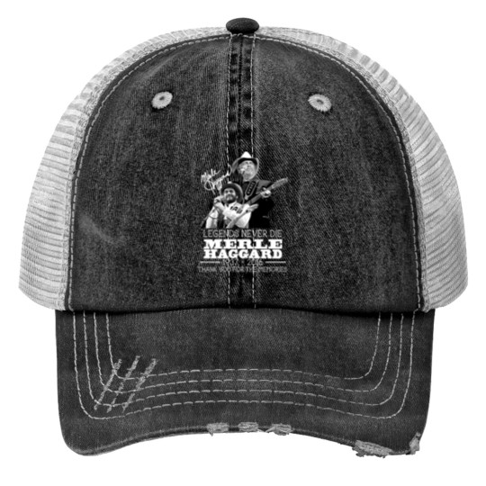 Discover Vintage Merle Haggard Memories Signed Men Print Trucker Hats