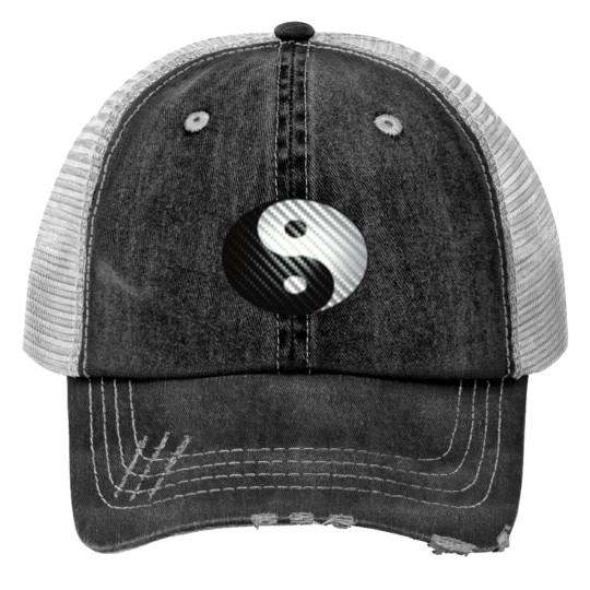 Discover 3D Carbon Fiber Yin Yang Print Trucker Hats