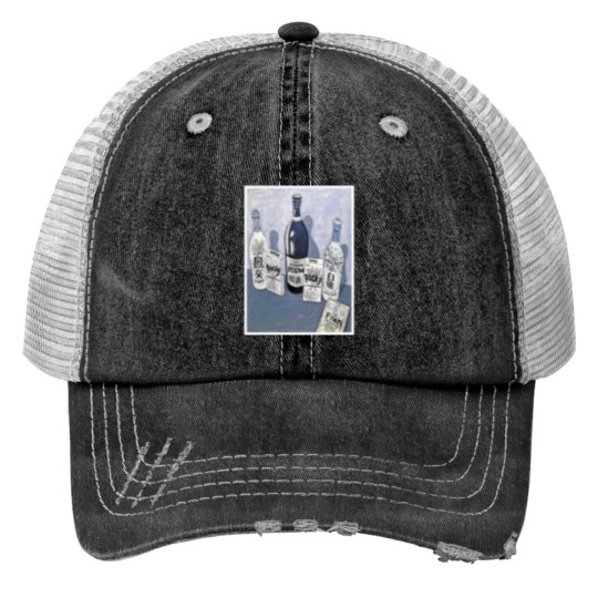 Discover Pocky and Sake Print Trucker Hats