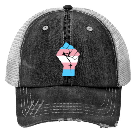 Discover Resist Fist Transgender flags Trans Prides Relaxed Fit Print Trucker Hats