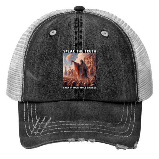 Discover Speak The Truth Even If Your Voice Shakes!!! Print Trucker Hats