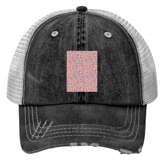 Discover Funky Bikes Cycling patterns Salmon Pink and Blue Print Trucker Hats