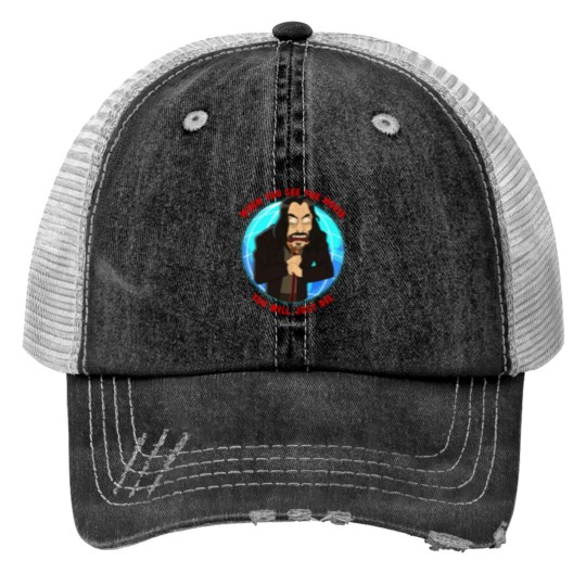 Discover Inside Job - Keanu Reeves Vampiric Print Trucker Hats