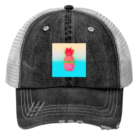 Discover Neons pop art pink and blue pineapples Print Trucker Hats