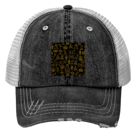 Discover Egyptian Hieroglyphs Print Trucker Hats