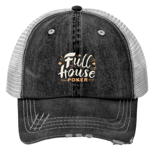 Discover Full House Pokers Print Trucker Hats