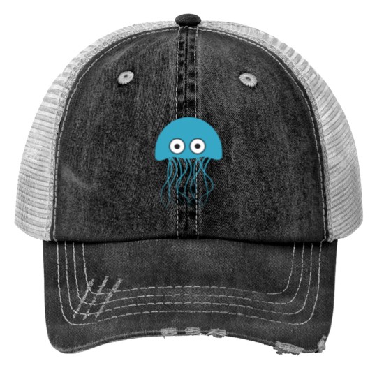 Discover Jellyfish Blue Print Trucker Hats